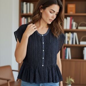 Burning Torch Midnight Blue Peplum Blouse